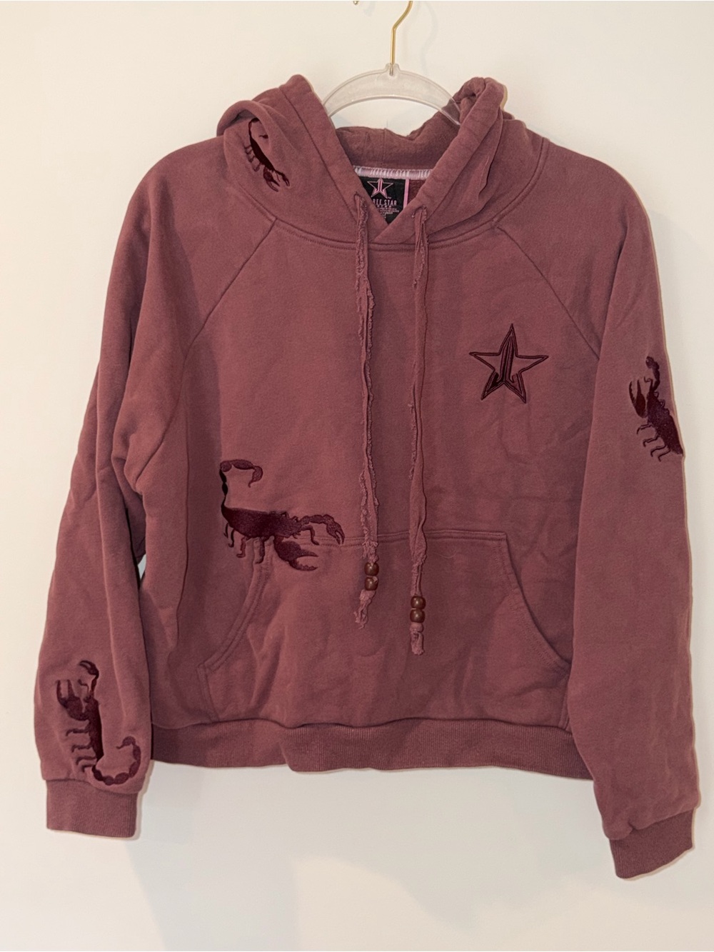 Jeffree Star Mauve Scorpion Stitched Hoodie Detail